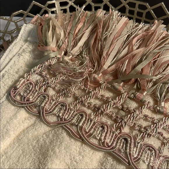 New Ivory Towel Set 4 piece Elegant Braid Fringe Home Pastel Colors #N - Picture 7 of 8